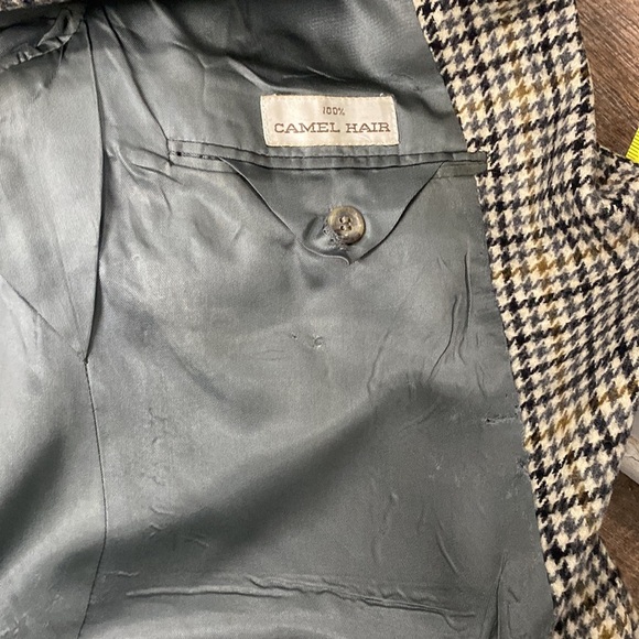 100%CAMEL HAIR HOUNDSTOOTH BLAZER BILL BASS PARISIAN BLACK LABEL MADE IN MEXICO - Picture 14 of 15